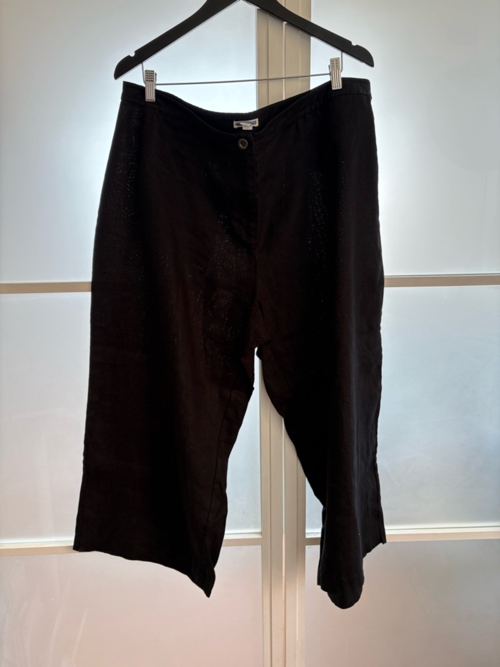 Eileen Fisher, organic linen Black Wide-Leg Cropped Pants